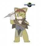 anthro bottomwear clothed clothing dagger dual_wielding green_eyes holding_object holding_weapon kemono kerchief loincloth looking_at_viewer male melee_weapon one_eye_closed simple_background solo weapon white_background young young_anthro inubashiri log_horizon komomo_(log_horizon) domestic_cat felid feline felis mammal werecat werecreature werefelid werefeline hi_res