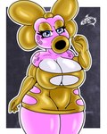 4:5 absurd_res anthro big_breasts birdo blue_eyes breasts cleavage clothed clothing eyelashes female hi_res makeup mario_bros nintendo pink_body pupil renegade-157 siphon_(anatomy)