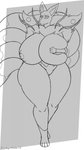 anthro big_breasts breasts female genitals hand_on_breast huge_breasts hyper hyper_breasts looking_at_viewer markings multi_tail nipples nude pussy solo tail wide_hips noke13 asian_mythology east_asian_mythology japanese_mythology level-5 mythology yo-kai_watch fan_character ultra_tailz_(character) canid canine fox mammal yokai hi_res monochrome sketch