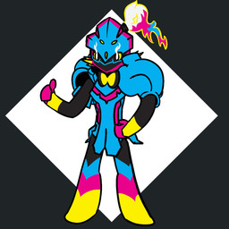 anthro armor biped black_body blue_armor blue_body blue_eyewear blue_glasses blue_hair bow_ribbon clothing eyewear gesture glasses hair hand_gesture headgear helmet multicolored_armor multicolored_clothing pink_armor pink_body pink_hair shoulder_pads solo thumbs_up two_tone_armor two_tone_clothing whiskers white_eyes white_hair yellow_body yellow_sclera trooper3 nintendo pokecember pokecember_2024 pokemon sylvie_(trooper3) armarouge generation_9_pokemon pokemon_(species) 1:1 2024 hi_res