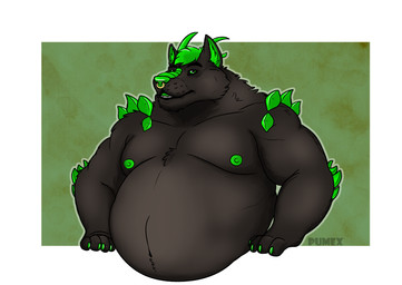 anthro belly horn male overweight scales slightly_chubby solo f4r3u5z pumex mythology canid canine canis dragon mammal mephitid mythological_creature mythological_scalie scalie skunk wolf hi_res