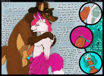 animal_genitalia anthro anthro_on_anthro anthro_penetrated anthro_penetrating anthro_penetrating_anthro anus auralism balls blue_anus blue_insides blue_internal blue_penis blue_tongue blue_vulva bodily_fluids cervical_penetration cum cum_in_ovaries cum_in_uterus cum_inside dialogue duo erection fallopian_tubes genital_fluids genitals half-erect imminent_sex impregnation intersex intersex/male male maleherm multiple_ova muscular muscular_male ovum penetration penis penis_in_uterus penis_tip profanity sex sheath sperm_cell text tongue unusual_insides unusual_uterus uterus vaginal vaginal_canal vaginal_penetration vulva fellowwolf kinktober kinktober_2025 canid canine canis hybrid mammal wolf 11:8 2025 absurd_res colored english_text hi_res
