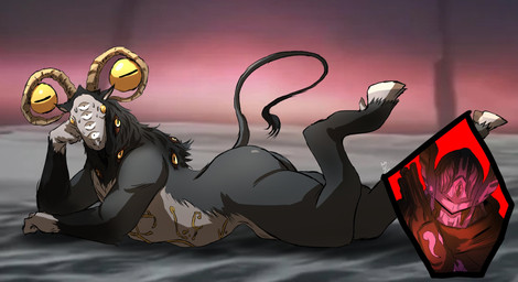 ambiguous_gender anthro butt fur horizontal_pupils horn multi_eye pupils solo tail thick_thighs howdypeepos elden_ring elden_ring_nightreign fromsoftware libra_creature_of_night wylder_(nightreign) bovid caprine caprine_demon demon goat mammal hi_res