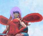 anthro bathing blue_body breasts female hair long_hair multi_arm multi_limb navel nipples non-mammal_breasts nude purple_eyes purple_hair red_body red_nipples smile solo spread_legs spreading water white_body hattonslayden arthropod crustacean malacostracan mantis_shrimp marine shrimp 2017 hi_res