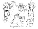 anthro antlers cellphone clothed clothing collar duo electronics holding_object holding_phone horn male phone sexting smile text texting tongue tongue_out top-down topless tinydeerguy darwin_(tinydeerguy) matt_riskely canid canine canis deer domestic_dog mammal digital_media_(artwork) english_text model_sheet monochrome