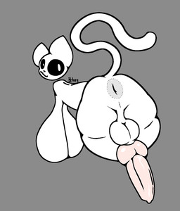 animal_genitalia animal_penis anus balls bent_over big_balls big_penis breasts canine_genitalia canine_penis genitals gynomorph intersex knot knotted_penis looking_at_viewer looking_back penis raised_tail rear_view sagging_breasts simple_background solo tail white_body shay_the_bunny felid feline ghost mammal spirit digital_drawing_(artwork) digital_media_(artwork) hi_res monochrome