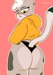 anthro butt clothing female hoodie solo tail thong topwear underwear ouchlucas felid mammal pantherine snow_leopard hi_res