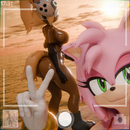 :3 anthro bangle battery beach big_breasts big_butt bikini black_bikini black_clothing black_swimwear blonde_hair blue_eyes boots breasts brown_body butt clothing cloud duo electronics female female/female footwear fur gesture glistening gloves green_eyes hair hand_gesture handwear jewelry looking_at_viewer mask phone phone_camera pink_body pink_fur ponytail red_bikini red_clothing red_swimwear sea selfie shoes sunset swimwear tail two-piece_swimsuit unimpressed v_sign water badelynge3d reivene3d_(modeler) idw_publishing sega sonic_the_hedgehog_(comics) sonic_the_hedgehog_(idw) sonic_the_hedgehog_(series) amy_rose whisper_the_wolf canid canine canis eulipotyphlan hedgehog mammal wolf 1:1 3d_(artwork) digital_media_(artwork) hi_res