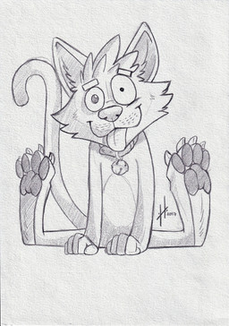 anthro bell bell_collar cheek_tuft claws closed_smile collar facial_tuft front_view looking_at_viewer male male_anthro mouth_closed nude pawpads simple_background sitting slim_anthro slim_male smile solo tail toe_claws tongue tongue_out tuft hufnaar domestic_cat felid feline felis mammal 2017 absurd_res dated hi_res monochrome sketch