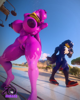 anthro areola balls bathing beach beak bedroom_eyes beverage big_breasts big_penis blue_body blue_eyes blue_penis breasts chest_tuft clothing drinking duo feathers female footwear genitals glistening glistening_areola glistening_arms glistening_body glistening_hair glistening_legs glistening_nipples glistening_thighs hair looking_at_another male male/female narrowed_eyes nipples outdoor_nudity outdoor_shower outside penis purple_areola purple_body purple_breasts purple_nipples red_eyes sandals seductive shoes shower showering tail tail_feathers tuft vulva wet wet_body white_tuft armada_(artist) juicyducksfm sega sonic_riders sonic_the_hedgehog_(series) fan_character thunder_(juicyducksfm) wave_the_swallow avian bird hirundinid oscine passerine swallow_(bird) 3d_(artwork) 4:5 blender_(artwork) blender_eevee_(artwork) digital_media_(artwork) hi_res