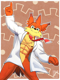 abs anthro bottomless bottomless_anthro bottomless_male cloak clothed clothing fur gesture hair hand_gesture long_sleeves looking_at_viewer male multicolored_body multicolored_fur muscular muscular_anthro muscular_male necktie orange_body orange_fur red_necktie simple_background smile smiling_at_viewer solo tail teeth two_tone_body two_tone_fur white_clothing imbroglio_24 bubsy_(series) bubsy_bobcat bobcat eulipotyphlan felid feline lynx mammal