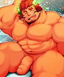 abs balls cow_ears eyes_closed facial_hair foreskin genitals goatee half-erect hand_on_head horn male muscular muscular_arms muscular_legs navel nipples partially_retracted_foreskin pecs penis pubes raised_arms smile solo tanned_skin mozukuzanmai lifewonders tokyo_afterschool_summoners wakan_tanka_(tas) animal_humanoid bovid bovid_humanoid bovine bovine_humanoid cattle_humanoid horned_humanoid humanoid mammal mammal_humanoid hi_res