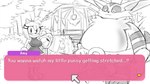 anthro big_breasts breasts clothed clothing dating_sim dialogue_box duo female male screencap shy text excito sega sonic_the_hedgehog_(series) amy_rose big_the_cat domestic_cat eulipotyphlan felid feline felis hedgehog mammal 16:9 english_text hi_res widescreen