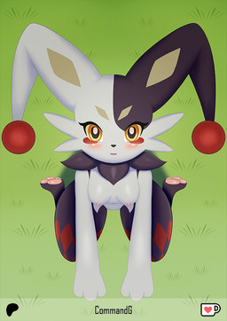 anthro anthrofied blush blush_lines breasts female looking_at_viewer nipples nude palmorph solo commandg palworld pocketpair dupin_(pal) pal_(species)