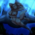 anthro breasts female fur genitals hair impending_doom looking_at_viewer nipples nude pose pussy rebreather solo swimming underwater water akkusky ambient_jellyfish ambient_sealife canid canine canis cnidarian fish jellyfish mammal marine medusozoan shark wolf 1:1 hi_res