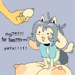 anthro big_breasts breast_squish breasts disembodied_hand duo egg excited female huge_breasts hyper hyper_breasts open_mouth squish tail tail_motion tailwag nucr4r undertale undertale_(series) temmie_(undertale) tem 1:1