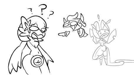 absurdly_long_penis accessory anthro confusion female femboy flower flower_in_hair genital_swap genitals gesture group hair hair_accessory hand_gesture laughing_at_another long_penis male open_mouth penis plant pointing pointing_at_another portal question_mark trio vulva chabble nintendo pokemon shiro_(noirchaton4) gardevoir generation_3_pokemon generation_5_pokemon generation_6_pokemon hoopa hoopa_(confined) humanoid leavanny legendary_pokemon pokemon_(species) monochrome sketch
