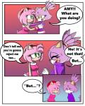 anthro big_eyes breasts clothed clothing dialogue duo female fur gloves green_eyes hair handwear midriff pink_body pink_fur pink_hair purple_body purple_fur simple_background text toony yellow_eyes sandunky sega sonic_the_hedgehog_(series) amy_rose blaze_the_cat domestic_cat eulipotyphlan felid feline felis hedgehog mammal 4:5 absurd_res comic english_text hi_res