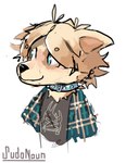 anthro collar femboy flannel male solo sudonoun car_seat_headrest canid canine canis domestic_dog mammal