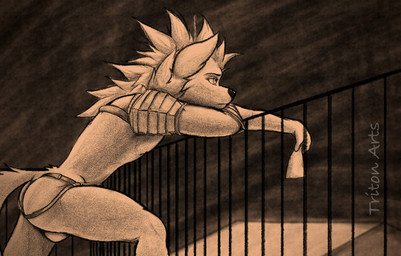 anthro armor balcony big_butt bulge butt clothed clothing fur hair male muscular muscular_male night outside pensive sad simple_background solo tail thick_thighs thinking thoughtful_expression topwear unconvincing_armor underwear tritoneternal_(artist) mythology canid canine fox mammal digital_media_(artwork) graphite_(artwork) greyscale hi_res monochrome sketch traditional_media_(artwork)