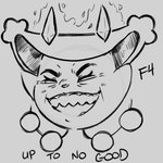 anthro anthrofied evil_grin eyes_closed female grin horn pokemorph sharp_teeth smile solo teeth text kyaramerucocoa nintendo pokemon fan_character michelle_catty delcatty felid feline generation_3_pokemon mammal pokemon_(species) 1:1 2020 black_and_white english_text hi_res monochrome