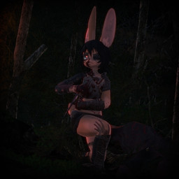 anthro armor black_hair blood blood_on_clothing blood_splatter blue_eyes bodily_fluids bodypaint boots bottomwear bracers breastplate clothing corpse crouching dagger dirty face_paint footwear forest fur hair jewelry looking_away male medieval melee_weapon necklace night nosebleed one_eye_closed pain plant scar shoes shorts solo stab_wound tan_body tan_fur tree weapon womb_tattoo wounded maxkore lagomorph leporid mammal rabbit 1:1 2022 3d_(artwork) digital_media_(artwork) hi_res