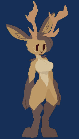 anthro antlers big_breasts biped breasts chibi ears_up featureless_breasts featureless_crotch female fur hair horn short_hair simple_background solo standing transparent_background trufzn deer jackalope lagomorph mammal alpha_channel digital_media_(artwork) lineless pixel_(artwork)