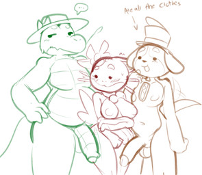 anthro anthro_on_anthro arm_under_breasts big_penis blush bodily_fluids circumcised clothing cute_fangs derpy dot_eyes ellipsis fangs female flaccid foreskin genitals group hand_on_arm hand_on_hip hat hat_only headgear headgear_only headwear headwear_only jewelry looking_at_another looking_away looking_down male male/female mostly_nude motion_lines necklace nude overweight overweight_male penis simple_eyes speech_bubble sweat sweatdrop tail tail_motion tailwag teeth text thick_thighs top_hat trio vulva felino pixile_studios super_animal_royale d.d._(blissman2020) fan_character miyu_(felino) swampy_(ultilix) alligator alligatorid aquatic canid canine canis cat_fish_(sar) catfish crocodilian domestic_dog fish mammal reptile scalie 2025 english_text hi_res sketch