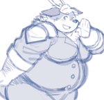 anthro antlers blush horn male one_eye_closed overweight overweight_male smile solo wink sv_grart tamacolle kazusa deer mammal hi_res sketch