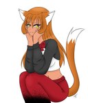 casual_clothes cat_tail clothing comfortable crop_top female hair jogging_pants kamiko_hiro orange_hair shirt solo topwear yellow_eyes kayzkat animal_humanoid cat_demon cat_humanoid domestic_cat felid felid_humanoid feline feline_humanoid felis humanoid mammal mammal_humanoid hi_res