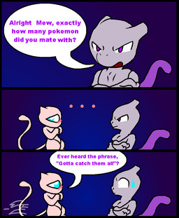 ... ambiguous_gender blue_background blue_eyes blush comic dialogue duo embarrassed english_text grey_body humor legendary_pokémon mew mewtwo nintendo pink_body plain_background pokémon purple_eyes sweat sweatdrop text unknown_artist video_games
Rating: Questionable
Score: 18
User: Granberia
Date: September 29, 2013 ... ambiguous_gender blue_background blue_eyes blush comic dialogue duo embarrassed english_text grey_body humor legendary_pokémon mew mewtwo nintendo pink_body plain_background pokémon purple_eyes sweat sweatdrop text unknown_artist video_games
Rating: Questionable
Score: 18
User: Granberia
Date: September 29, 2013