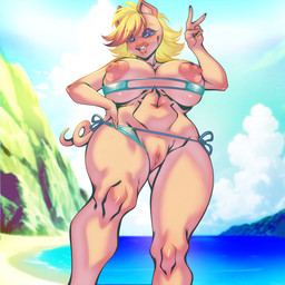 abs anthro beach big_breasts big_nipples bikini breasts clothing clothing_aside day female genitals huge_breasts huge_nipples low-angle_view makeup mature_anthro mature_female navel nipples puffy_nipples sea side-tie_bikini_bottom sky smile snout swimwear tail thick_thighs tongue tongue_out two-piece_swimsuit vulva water wide_hips worm's-eye_view crystal-for-ever joykill porscha domestic_pig mammal suid suine sus_(pig) 1:1 hi_res
