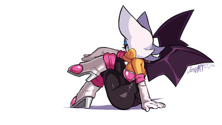 anthro armwear boots butt clothing crossed_legs elbow_gloves female footwear gloves handwear high_heeled_boots high_heels knee_boots knee_highs legwear looking_at_viewer looking_back membrane_(anatomy) membranous_wings shoes simple_background sitting solo white_background wings jamoart sega sonic_the_hedgehog_(series) rouge_the_bat bat mammal 2026 absurd_res hi_res signature widescreen