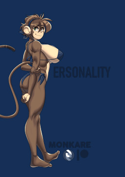 anthro big_breasts bikini biped breasts brown_hair clothed clothing female hair huge_breasts simple_background solo swimwear tail transparent_background two-piece_swimsuit kareca cc-by-nc-nd creative_commons kaoi_(kareca) haplorhine mammal monkey primate absurd_res alpha_channel hi_res