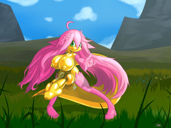 anthro balls big_balls big_penis erection fur genitals gold_balls gold_body gold_penis gold_scales grass grass_field grassland green_eyes hair herm huge_balls huge_penis hyper hyper_balls hyper_genitalia hyper_penis intersex mountain nude penis pink_body pink_fur pink_hair plant short short_stack sky solo alenicia_(artist) mythology alenicia_(character) dragon eastern_dragon mythological_creature mythological_scalie scalie absurd_res hi_res