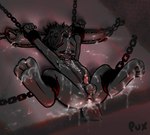 3_toes after_anal anthro anus ball_bondage ball_rope balls bdsm bent_legs black_balls bodily_fluids bondage bound butt chain chest_scar circumcised cuff_(restraint) cum cum_everywhere cum_in_ass cum_in_hair cum_inside cum_on_balls cum_on_belly cum_on_body cum_on_chest cum_on_ear cum_on_face cum_on_feet cum_on_leg cum_on_penis cum_on_soles cum_on_tail ear_piercing erection feet gag gaping gaping_anus genital_fluids genital_rope genitals green_eyes hair humanoid_genitalia humanoid_penis leaking_cum lying male messy navel nipples on_back penis penis_bondage penis_rope piercing restraints rope rope_around_balls scar shackles small_penis soles solo spread_legs spreading tail toes young young_anthro pux lagomorph leporid mammal rabbit hi_res