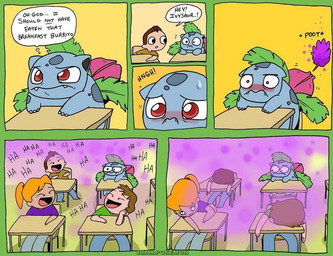 blush classroom desk embarrassed fart fart_cloud fart_hotbox female feral furniture group humor laugh male purple_fart_cloud school table text toxic jhallpokemon nintendo pokemon generation_1_pokemon human ivysaur mammal pokemon_(species) comic english_text