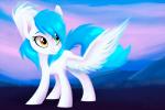 blue_hair eyebrows eyelashes feathered_wings feathers female feral hair makeup mascara mountain orange_eyes outside sky smile solo wings askometa hasbro my_little_pony mythology fan_character skyshine_power equid equine mammal mythological_creature mythological_equine pegasus 2017