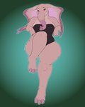 3_toes abstract_background anthro breasts clothing corset feet female lingerie looking_at_viewer slightly_chubby solo thick_thighs toes topwear wide_hips syrios sarah_fairhart elephant elephantid mammal proboscidean digital_media_(artwork)