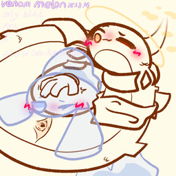 blush bodily_fluids duo female feral genitals halo male male/female one_eye_closed sex simple_background tail vulva wink yellow_body venom_melon hunling_(venom_melon) aquatic fish reptile scalie snake 1:1 digital_media_(artwork) hi_res