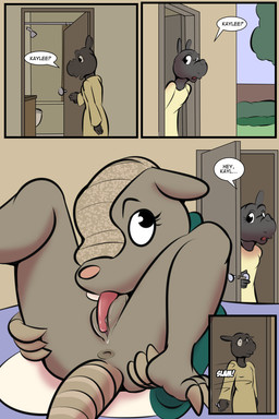 adolescent adolescent_anthro anthro anus asking autocunnilingus base_two_layout blockage_(layout) butt constricted_pupils contact_onomatopoeia curled_up dialogue door_slam female female_adolescent four_frame_image genitals horizontal_blockage impact_onomatopoeia interrupted_speech licking masturbation name_drop name_in_dialogue onomatopoeia oral oral_masturbation pupils questioning_tone searching self_lick shocked slam small_pupils sound_effects speech_bubble stare talking_to_another text tongue tongue_out vaginal vaginal_masturbation vulva walk-in young young_anthro young_female thunderouserections study_partners kaylee_(study_partners) ratih_(study_partners) armadillo mammal nine-banded_armadillo rhinoceros sumatran_rhinoceros xenarthran 2020 2:3 comic english_text hi_res