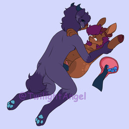 andromorph anthro antlers big_clitoris blue_pawpads breasts brown_body cervical_penetration clitoris duo egg egg_in_uterus egg_insertion female from_front_position genitals gynomorph hair holding_both_legs hooves horn internal intersex intersex/intersex lying mating_press on_back oviposition pawpads penetration penile penile_penetration penis penis_in_vagina penis_tentacles purple_body purple_hair sex slightly_chubby tentacles vaginal vaginal_penetration vulva twilightangel angel_(twilightangel) sera_(twilightangel) felid feline jackalope lagomorph mammal monster unknown_species 1:1 absurd_res hi_res trans_(lore) trans_man_(lore) trans_woman_(lore)