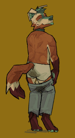 anthro bodily_fluids briefs clothing degradation feces genital_fluids looking_back omorashi peeing pisskink soiled_boxers soiled_underwear soiling soiling_briefs soiling_underwear tongue tongue_out underwear urine watersports openfracturesday andromeda_(astro_ferret) canid canine canis domestic_dog mammal absurd_res hi_res nonbinary_(lore)