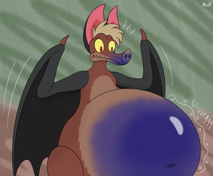 belly belly_expansion belly_inflation big_belly biped bipedal_feral blueberry_inflation brown_body brown_fur expansion fangs feral flapping_wings fur glistening glistening_belly grey_ears grey_wings hair huge_belly hyper hyper_belly inflated_belly inflation leaf_nose lines_drawn male membrane_(anatomy) membranous_wings motion_lines multicolored_body multicolored_fur navel nervous pink_inner_ear red_eyes rumbling_stomach sloshing_belly snaggle_teeth snout solo sound_effects standing tan_belly tan_body tan_fur tan_hair teeth two_tone_body two_tone_fur wavy_mouth wide_eyed wings worried worried_face worried_look yellow_sclera pickanmix ferngully batty_koda bat mammal megabat 2024 colored digital_drawing_(artwork) digital_media_(artwork) flat_colors hi_res shaded