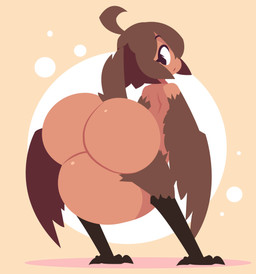 abdominal_bulge belly big_belly big_butt black_body bloated brown_body brown_feathers brown_hair bubble_butt butt claws cowlick eyelashes feathers female glistening glistening_butt hair hanging_belly huge_belly huge_butt hyper hyper_belly looking_back multicolored_body overweight overweight_female overweight_humanoid presenting presenting_hindquarters rear_view solo toe_claws smuggoblin european_mythology greek_mythology mythology mariposa_(smuggoblin) animal_humanoid avian avian_humanoid harpy harpy_humanoid humanoid mythological_avian mythological_creature 2025 absurd_res digital_drawing_(artwork) digital_media_(artwork) full-length_portrait hi_res portrait
