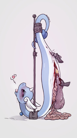 anus bdsm belly bladder blood blue_body bodily_fluids bondage bound disembodied_hand disembowelment female feral genitals gore gore_focus guts happy_gore holding_guts horn imminent_death intestines organs orgasm orgasm_face penetration purple_eyes saliva sex_toy simple_background snuff solo stomach straps tears vaginal vaginal_penetration vibrator vulva white_belly wounded slowderpyguy nintendo pokemon dragonair generation_1_pokemon pokemon_(species) hi_res