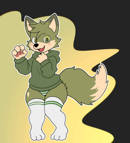 3_toes 4_fingers anthro black_nose blush blush_lines bottomwear cheek_tuft clothed clothed_anthro clothed_male clothing dipstick_ears dipstick_tail ear_markings facial_tuft feet femboy fingers fluffy fluffy_tail fur green_body green_clothing green_eyes green_fur green_hoodie green_panties green_topwear green_underwear head_tuft hoodie legwear looking_at_viewer male markings multicolored_ears open_mouth open_smile panties pattern_bottomwear pattern_clothing pattern_panties pattern_underwear simple_background smile solo standing striped_bottomwear striped_clothing striped_panties striped_underwear stripes tail tail_markings tan_body tan_fur tan_inner_ear thigh_highs toes topwear tuft underwear white_clothing white_legwear white_thigh_highs dinim canid canine fox mammal 2026 hi_res