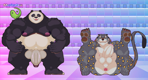 anthro balls barazoku big_butt big_penis body_hair bouncing_balls butt butt_hair chest_tuft clothing cowgirl_position feet from_front_position genitals hair hairy humanoid_genitalia legwear long_hair male male/male male_penetrating mature_male moobs muscular muscular_anthro muscular_male nipples on_bottom on_top penetration penis plant sex sitting slightly_chubby thigh_highs tuft morinetsu dreamworks kung_fu_panda mugen master_po_ping tai_lung_(kung_fu_panda) bear felid giant_panda mammal pantherine snow_leopard animated animated_gif digital_media_(artwork) loop pixel_(artwork) short_playtime