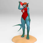 anthro blue_body clothing exposure_variation female hair jewelry lifeguard lifeguard_swimsuit necklace orange_hair red_eyes sand shark_tail solo spots swimwear swimwear_only tail whistle_(object) bambookat fish marine shark 1:1 3d_(artwork) 3d_animation animated digital_media_(artwork) no_sound short_playtime turntable_(animation) webm