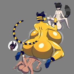 anthro balls big_balls big_breasts big_butt big_penis blue_eyes blue_hair bodily_fluids breasts bubble_butt butt cum ejaculation facesitting female genital_fluids genitals group hair handjob huge_breasts huge_butt male male/female penile penis sex sitting_on_another trio yellow_body jiqqy animal_crossing nintendo ankha_(animal_crossing) animal_humanoid domestic_cat felid feline felis humanoid mammal mammal_humanoid procyonid procyonid_humanoid raccoon_humanoid 1:1 2021 absurd_res hi_res